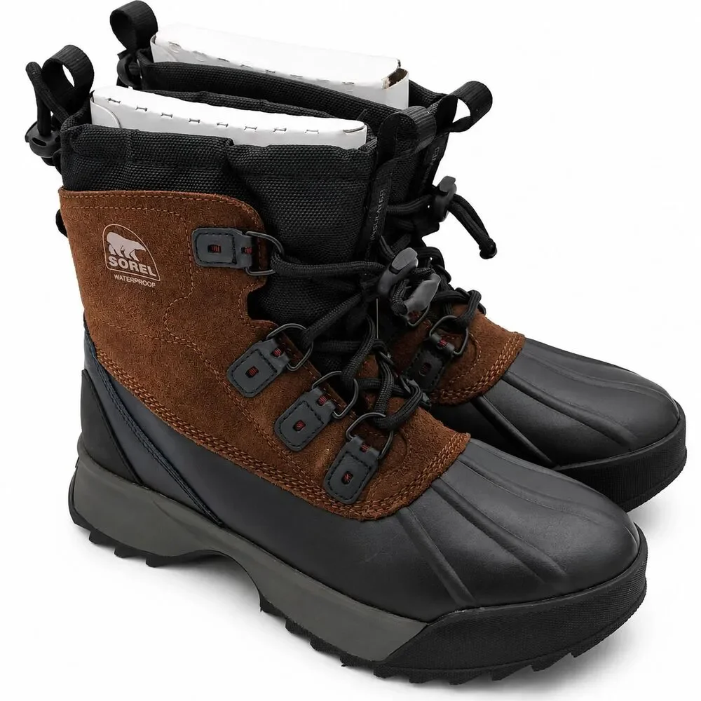 SOREL Scout 87 XT WP Tobacco Black Waterproof Boots Men’s Size 9 Leather